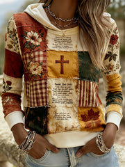 Women's Faith Floral Cross  Print Hoodie