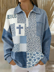 Women's Flower Patchwork Cross Sweatshirt