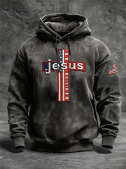 Men's Jesus Oversized Drop-Shoulder Hoodie with Pockets