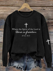 Women's Faith Cross Printed Casual Sweatshirt