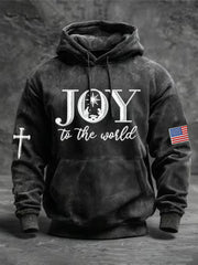 Men's Joy To The World Printed Casual Hoodie