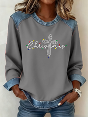 Women's Christmas Cross Print Casual Top