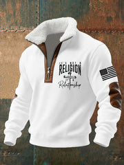 Men's It's Not a Religion It's a Relationship Faith Cross Baggy Zip-up Hoodie
