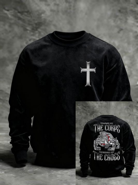 Men's Trained By The Corps Redeemed By The Cross Printed Casual Sweatshirt