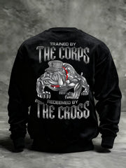 Men's Trained By The Corps Redeemed By The Cross Printed Casual Sweatshirt