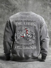 Men's Trained By The Corps Redeemed By The Cross Printed Casual Sweatshirt