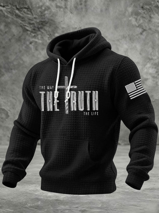 Men's The Way The Truth The Life Cross Checkered Cotton Hoodie