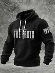 Men's The Way The Truth The Life Cross Checkered Cotton Hoodie