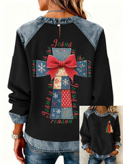 Women's Christmas Cross Print Casual Top