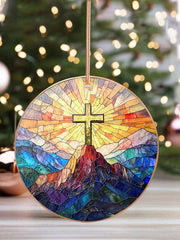Christian Cross Printed Acrylic Decorative Ornament