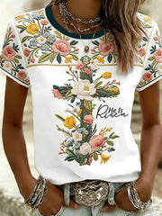 Women's Plants Flowers Faith Printed T-shirt