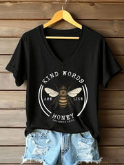 Women's 'Kind Words Are Like Honey' Printed Casual T-Shirt