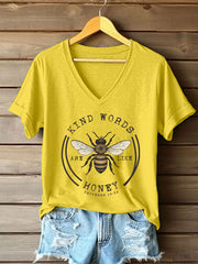 Women's 'Kind Words Are Like Honey' Printed Casual T-Shirt