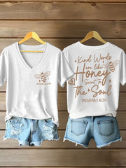 Women's 'Kind Words Are Like Honey' Printed Casual T-Shirt