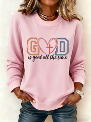 Women's God Is Good All The Time Print off-shoulder sweatshirt