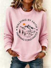 Women's Walking by Faith Tripping Constantly Print off-shoulder sweatshirt