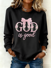 Women's God Is Good All The Time Print off-shoulder sweatshirt