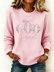 Women's God Is Good All The Time Print off-shoulder sweatshirt