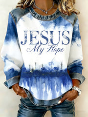 Women's Faith Pattern Patchwork Art Sweatshirt