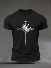 Men's Cross Print Casual T-Shirt