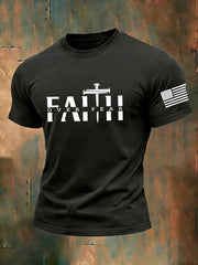 Men's Christian Faith Over Fear Psalm 118:6 Cross Short Sleeve T-shirt