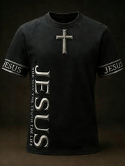 Men's Christian Jesus The Way The Truth The Life Cross Print Casual Short Sleeve T-shirt