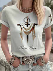 Women's Faith He Is Risen Printed T-shirt