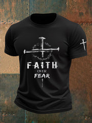 Men's Faith Over Fear Printed Casual T-Shirt