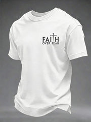 Men's Faith Over Fear Printed Casual T-Shirt