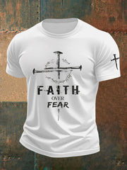 Men's Faith Over Fear Printed Casual T-Shirt