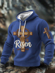 Men's He is Risen MATTHEW 28:6 Checkered Cotton Hoodie