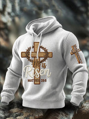 Men's He is Risen MATTHEW 28:6 Checkered Cotton Hoodie
