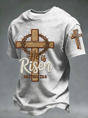 Men's He is Risen MATTHEW 28:6 Waffle Short Sleeve