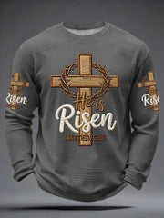 Men's He is Risen MATTHEW 28:6 Waffle Long Sleeve T-Shirt