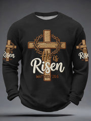 Men's He is Risen MATTHEW 28:6 Waffle Long Sleeve T-Shirt