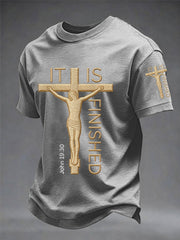 Men's It Is Finished Jesus Christian Cross Print Tee