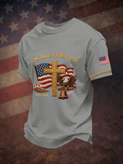 Men's One Nation Under God Embroidery Pattern T-Shirt