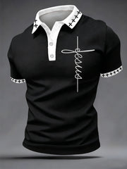 Men's Jesus Print Casual Polo