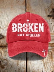 Unisex Christian Cross Broken But Chosen Print Hat