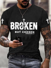 Men's Christian Cross Broken But Chosen Print Tee