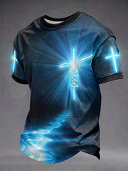 Men's Jesus Cross Printed Short Sleeve T-shirt