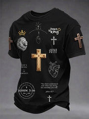Men's Jesus Cross Printed Short Sleeve T-shirt