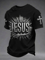 Men's Jesus Cross Printed Short Sleeve T-shirt