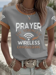Women's Prayer The Strongest Wireless Connection Printed Casual T-Shirt