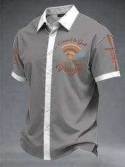 Men's "Connect To God,The Password IS Prayer" Print Casual Short Sleeve Shirt