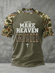 Men's Camouflage Let's Make Heaven Crowded Print Casual T-Shirt