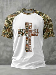 Men's Camouflage Cross Print Casual T-shirt