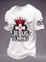 Men's Christian Jesus Is King Cross Short Sleeve T-shirt