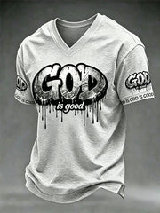 Men's Christian God Is Good Cross Short Sleeve V-neck T-shirt