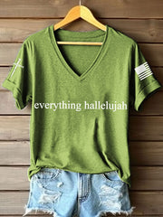 Women's Everything Hallelujah Print V-Neck T-Shirt